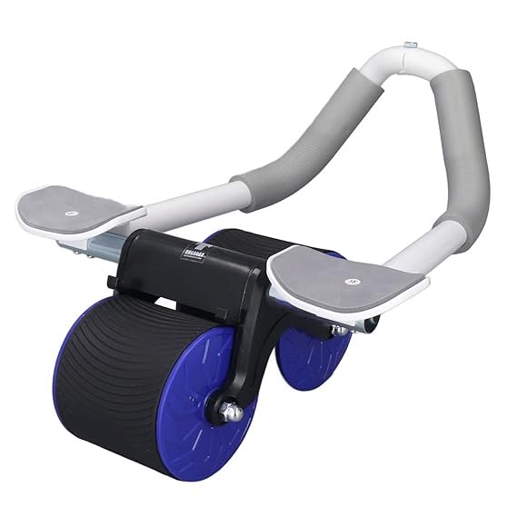 Automatic Rebound Abdominal Wheel, Ab Roller Automatic Rebound with Elbow Support Non Slip Double Wheels Ab Abdominal Exercise Roller with Knee Pad for Abs Workout Core Training (Blue)
